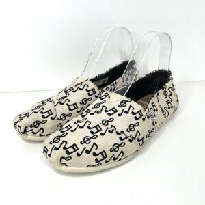 TOMs Slip On Musical Notes Canvas Loafers Sz 8W